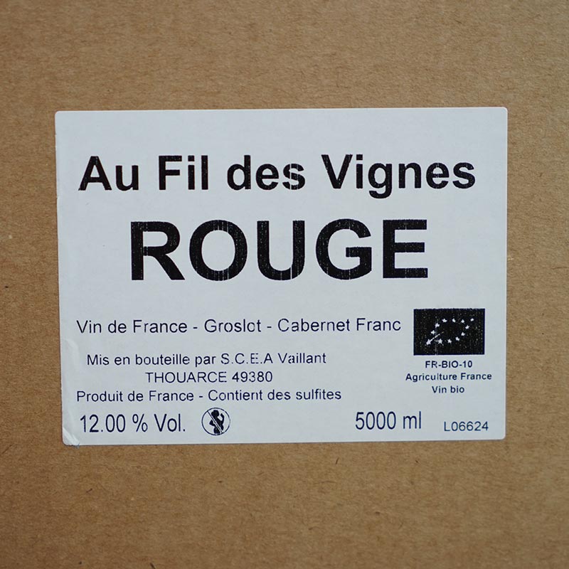 BIB Au Fil des Vignes Rouge 5L - Les Grandes Vignes