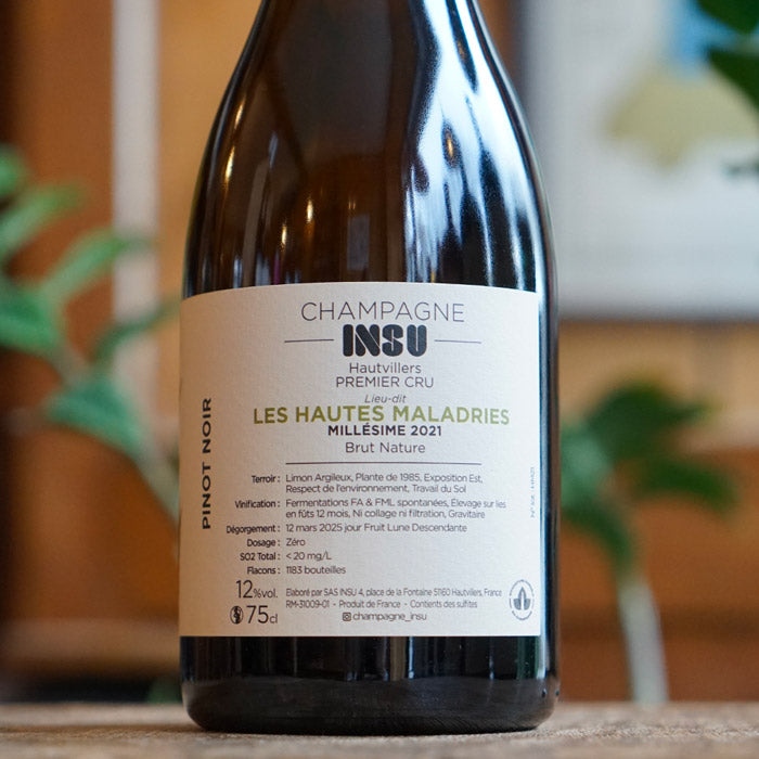 Champagne 1er Cru Hautvillers "Les Hautes Maladries" 2021 - Champagne INSU